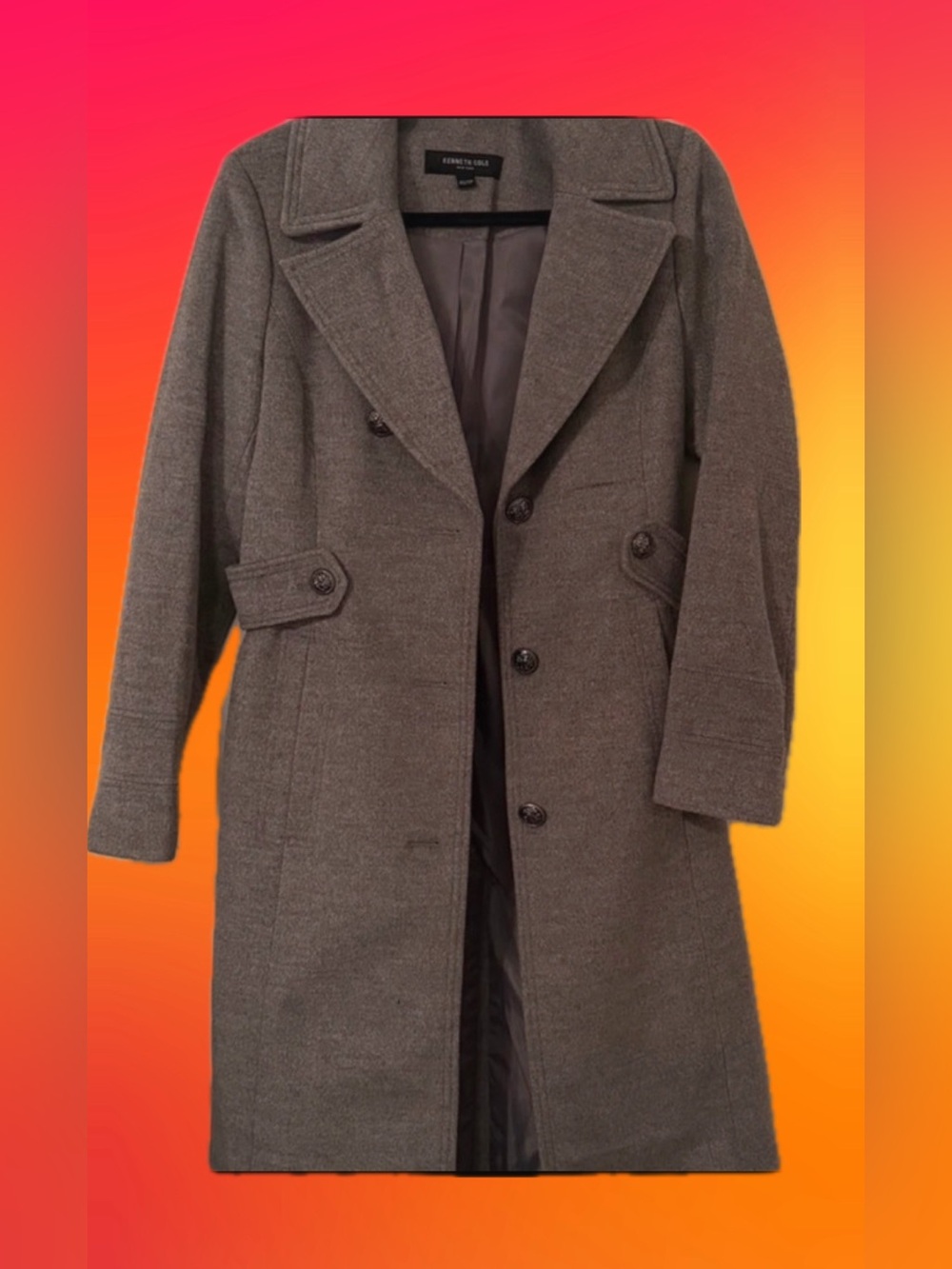 Kenneth Cole Classic Gray Trench Coat